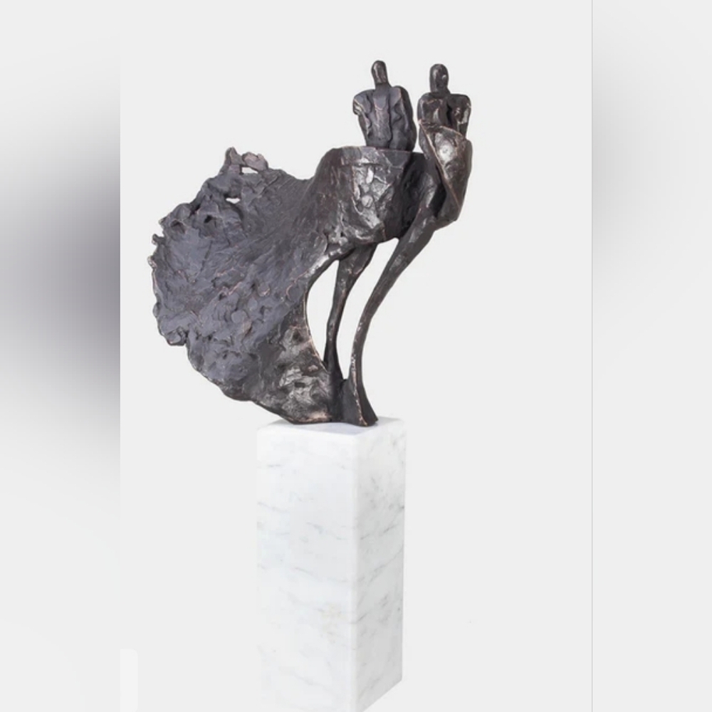 RARE Exquisite Bernadette Leijdekkers Bronze&Marble Sculpture Title "Dance" - Picture 3 of 13